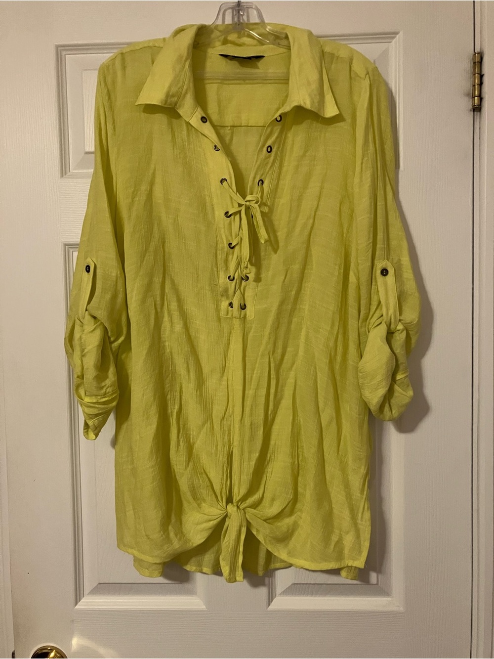 🌸 Addition Elle Lime Lace-Up Tunic with Front Knot